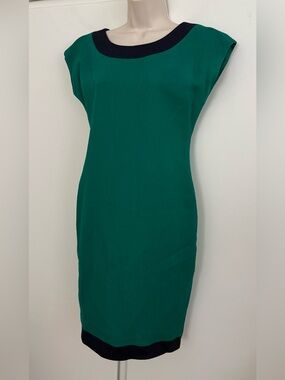 Vintage Rickie Freeman For Teri Jon Size 4 Green & Blue All Occasion Wool Dress